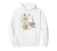 Tour Eiffel Paris Aquarelle Paysage Urbain Vue Balcon Sweat à Capuche