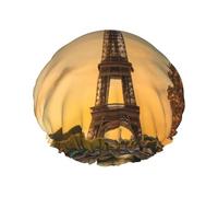 Tour Eiffel Paris Automne Bonnet de douche réutilisable Grand bonnet de douche homme séchage rapide soins cheveux longs courts enfants bain