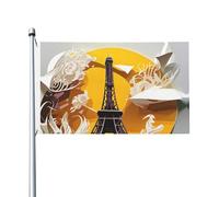Tour Eiffel Paris - Drapeau d'extérieur quatre saisons - Drapeau de vacances double face avec boutonnière - Fond décoratif - Fournitures de fête