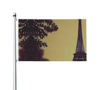 Tour Eiffel Paris - Drapeau d'extérieur quatre saisons - Drapeau de vacances double face avec boutonnière - Fond décoratif - Fournitures de fête