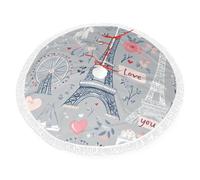 Tour Eiffel Paris Jupe de sapin de Noël 122 cm Ville romantique avec pompons Décoration de fête