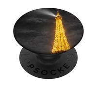 Tour Eiffel Paris Nuit Lumineuse Noir et Blanc PopSockets PopGrip Adhésif