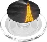 Tour Eiffel Paris Nuit Lumineuse Noir et Blanc PopSockets PopGrip pour MagSafe