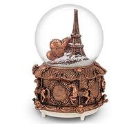 Tour Eiffel Paris Snow Globe Musique avec LED changeant de couleur, boule de neige avec base de Manège, Collection de souvenirs de 15,2 cm de hauteur
