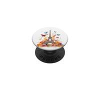 Tour Eiffel Paris Souvenirs France Vintage Fleurs Rose PopSockets PopGrip Adhésif