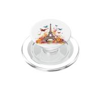 Tour Eiffel Paris Souvenirs France Vintage Fleurs Rose PopSockets PopGrip pour MagSafe