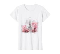 Tour Eiffel Paris Souvenirs France Vintage Fleurs Rose T-Shirt