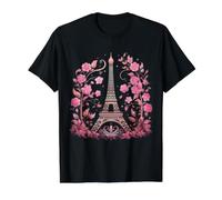 Tour Eiffel Paris Souvenirs France Vintage Fleurs Rose T-Shirt Graphique avec Valeur