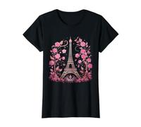 Tour Eiffel Paris Souvenirs France Vintage Fleurs Rose T-Shirt Graphique avec Valeur