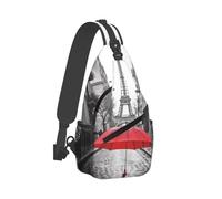 Tour Eiffel Paris Street Sac de poitrine parapluie rouge sangles légères, robuste et durable, convient à la plupart des gens, Noir , Taille unique