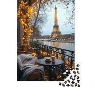 Tour Eiffel Paris View 1000 Pièces Stock De Cartes Premium Puzzle De Bricolage Senior Jigsaw Enthusiastes Entraînement du Cerveau Décompression Cadeaux 38x26cm/1000pcs