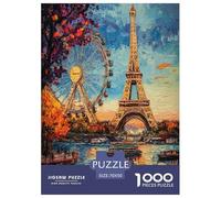 Tour Eiffel Puzzle 1000 Pièces Cadeau Unique Art Jeu Éduchatif Challenge Toy À De Qualité Supérieure Peinture Art pour Adultes Enfants 70x50cm/1000pcs