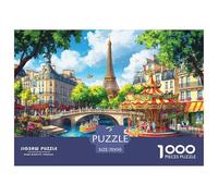 Tour Eiffel Puzzle 1000 Pièces Cadeau Unique intéressant Jeu Éduchatif Challenge Toy À De Qualité Supérieure Peinture Art pour Adultes Enfants 70x50cm/1000pcs