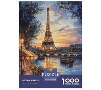 Tour Eiffel Puzzle 1000 Pieces Cadeau Unique Jeu Éduchatif Challenge Toy À De Qualité Supérieure Peinture Art pour Adultes Et Enfants 38x26cm/1000pcs