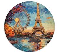 Tour Eiffel Puzzle 1000 Pièces Croisière sur Roue de Fer Ronde Puzzle Jouets Cadeau Intéressants Décor À La Maison pour Jeu D'activités Familiales 1000pcs (67.5x67.5cm)