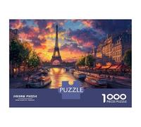 Tour Eiffel Puzzle 1000 Pièces Divertissement Créatif DécoRation Intérieure Paysage du Soir Jeu Éducatif Challenge Toy Adultes & Enfants des 14 Ans 38x26cm/1000pcs