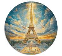 Tour Eiffel Puzzle Rond 1000 Pièces Building Enfants Cadeau Inspirations Voyage Réduction du Stress 1000pcs (67.5x67.5cm)