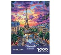 Tour Eiffel Puzzles 1000 Pieces Cadeau Unique Jeu Éduchatif Challenge Toy À De Qualité Supérieure Peinture Art pour Adultes Et Enfants À Partir De 12 Ans 70x50cm/1000pcs