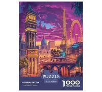 Tour Eiffel Puzzles 1000 Pieces Cadeau Unique Jeu Éduchatif Défi Jouet À De Qualité Supérieure Peinture Art pour Adultes Enfants 70x50cm/1000pcs