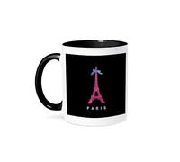 Tour Eiffel Rose Fuchsia De Paris Avec Un Nœud En Ruban Bleu Girly Tasse À Café Élégantes Mug À Café Jolis Tasses À Thé Pour Espresso Travail Boissons Chaudes 330Ml