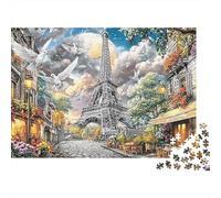 Tour Eiffel Rue Romantique Puzzle 1000 Pièces Papier Puzzle pour Adultes Décor Nuit Cadeau Maison Détente 38x26cm/1000pcs