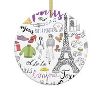 Tour Eiffel Tour Eiffel en céramique créative à suspendre avec cordes dorées pour décoration de maison ou de vacances