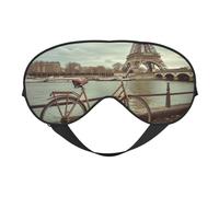 Tour Eiffel Vélo Imprimé Femmes Hommes Deux Face Sangle Réglable Ombre à Yeux Sommeil Voyage Relax Masque Occultant