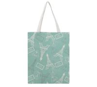 Tour Eiffel Verte Tote Bag En Toile Femme Sac À Main Grand Sac À Bandoulière Pour Voyage Shopping 38×46cm
