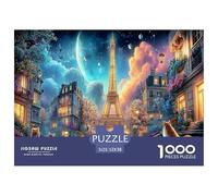 Tour Eiffel1000 Pièces Aquarelle Puzzle Tour de la Ville pour Adultes Jeu D'Intelligence Premium avec Défis Del'art DeLaDécoration 52x38cm/1000pcs
