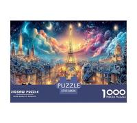 Tour Eiffel1000 Pièces Aquarelle Puzzle Tour de la Ville pour Adultes Jeu D'Intelligence Premium avec Défis Del'art DeLaDécoration 38x26cm/1000pcs