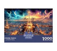 Tour Eiffel1000 Pièces Aquarelle Puzzle Tour de la Ville pour Adultes Jeu D'Intelligence Premium avec Défis Del'art DeLaDécoration 38x26cm/1000pcs
