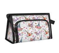Tour Eiffeltower Vélo Fleur Voyage Trousse de toilette pour Femmes Hommes Enfants Filles Garçons Paris Tour Eiffeltower Multifonctionnel Trousse de toilette Trousse de toilette Organisateur Sac,