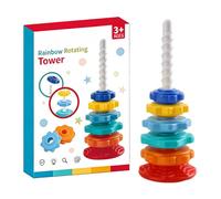 Tour empilable en plastique pour bébé - Jouet Montessori pour enfants - Jouet de motricité avec 7 pièces en plastique - Anneaux empilables pour garçons et filles pour une promotion précoce