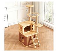 Tour en Arbre à Chat avec 2 Capsules Spatiales Poteaux à Griffer en Chanvre Arbres à Chat à Plusieurs Niveaux H118/158 Cm (46,5/62,2") Échelle avec Marches Balle à Taquiner Plateforme de Saut