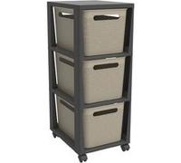 Tour étagère Rotho Brisen pliante sur roulettes avec 3 paniers en cappuccino Cappuccino G