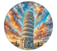 Tour inclinée de Pise, Italie 1000 Pièces Puzzles Classiques bâtiment Puzzle Rond pour Adultes Et Enfants Décompression Jeu D'Intelligence De l'art De La DécoRat ION Moderne 1000pcs (6