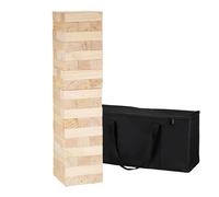 relaxdays Tour infernale Bois XXL, Jeu géant pour Jardin avec Sac, 54 Blocs, buchettes HLP: 90 x 21 x 21 cm, Nature