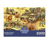 Tour Jeep Safari de la Faune de la Savane Puzzle en Bois Imperméable Puzzles De 1000 Pièces pour Adultes Défi Et Casse-tête Jeux De Stimulants
