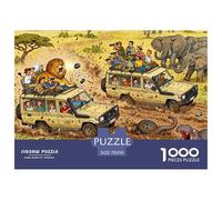 Tour Jeep Safari de la Faune de la Savane Puzzle en Bois Imperméable Puzzles De 1000 Pièces pour Adultes Cadeaux Amusant Jeux De Stimulants