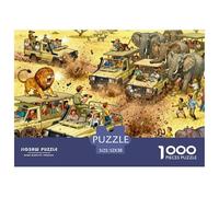 Tour Jeep Safari de la Faune de la Savane Puzzle en Bois Imperméable Puzzles De 1000 Pièces pour Adultes Défi Et Casse-tête Jeux Éducatifs