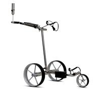 tour-made Haicaddy HC5 Chariot de Golf électrique en Acier Inoxydable - Format Compact Une Fois replié - 27-36 Trous - Frein de Descente - Marque Allemande (HC5-argent-argent)