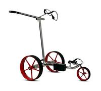 tour-made HC5 Chariot de Golf électrique I Double Moteur I Marche arrière I Frein de Descente I 27-36 Trous I Pliable & Demontable I Accessoires Inclus I Qualité Allemande (Argent-Rouge)
