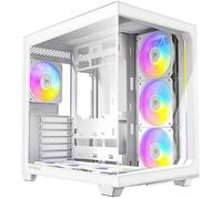 Tour midi Antec C5 ARGB Boîtier PC blanc fenêtre latérale, filtre anti-poussière, 4 ventilateurs LED pré-installés