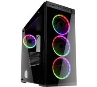 Tour midi Kolink HORIZON Boîtier PC noir, RVB 4 ventilateurs pré-installés, fenêtre latérale, filtre