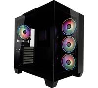 Tour midi LC Power 809-B-ON Dark Storm_X Boîtier gaming noir fenêtre latérale, 4 ventilateurs LED pré-installés