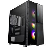 Tour midi Thermaltake CA-1W1-00M1WN-01 Boîtier PC noir 3 ventilateurs LED pré-installés, compatible LCS, fenêtre latérale