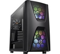 Tour midi Thermaltake Commander C34 TG Boîtier PC, Boîtier gaming noir 2 ventilateurs LED pré-installés, 1 ventilateu