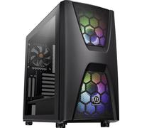 Tour midi Thermaltake Commander C34 TG Boîtier PC, Boîtier gaming noir 2 ventilateurs LED pré-installés, 1 ventilateu