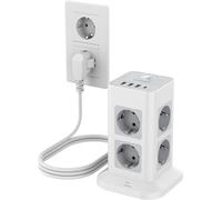 Tour Multiprise 8 Sorties Ac Avec 4 Usb, Parafoudre Et Surtension Avec Interrupteur Et 3 Mètre Cable, Prise Électrique 3600W, Adaptateur Secteur Pour Cuisine, Bureau, Gris[DYB980165]