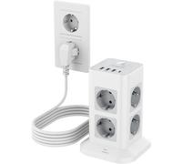 Tour Multiprise 8 Sorties Ac Avec 4 Usb, Parafoudre Et Surtension Avec Interrupteur Et Rallonge Electrique 5 Mètre, Prise Multiple 3600W, Adaptateur Secteur Pour Cuisine, Bureau, G[DYB980163]